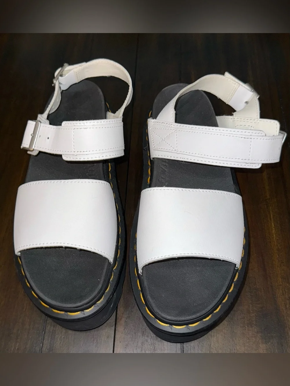 Dr. Martens White Leather Platform Sandals